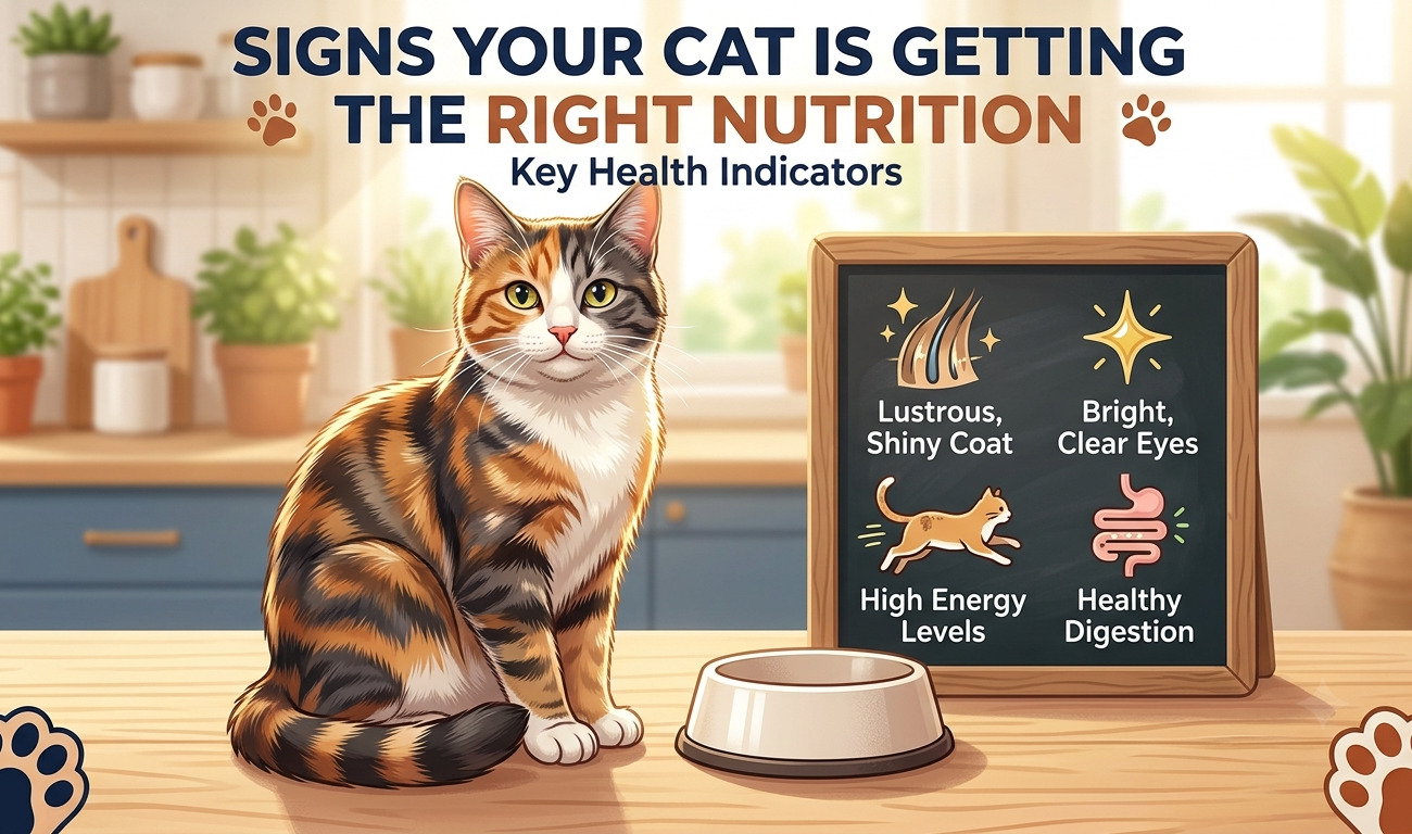 Healthy cat with a shiny coat showing signs of proper nutrition.